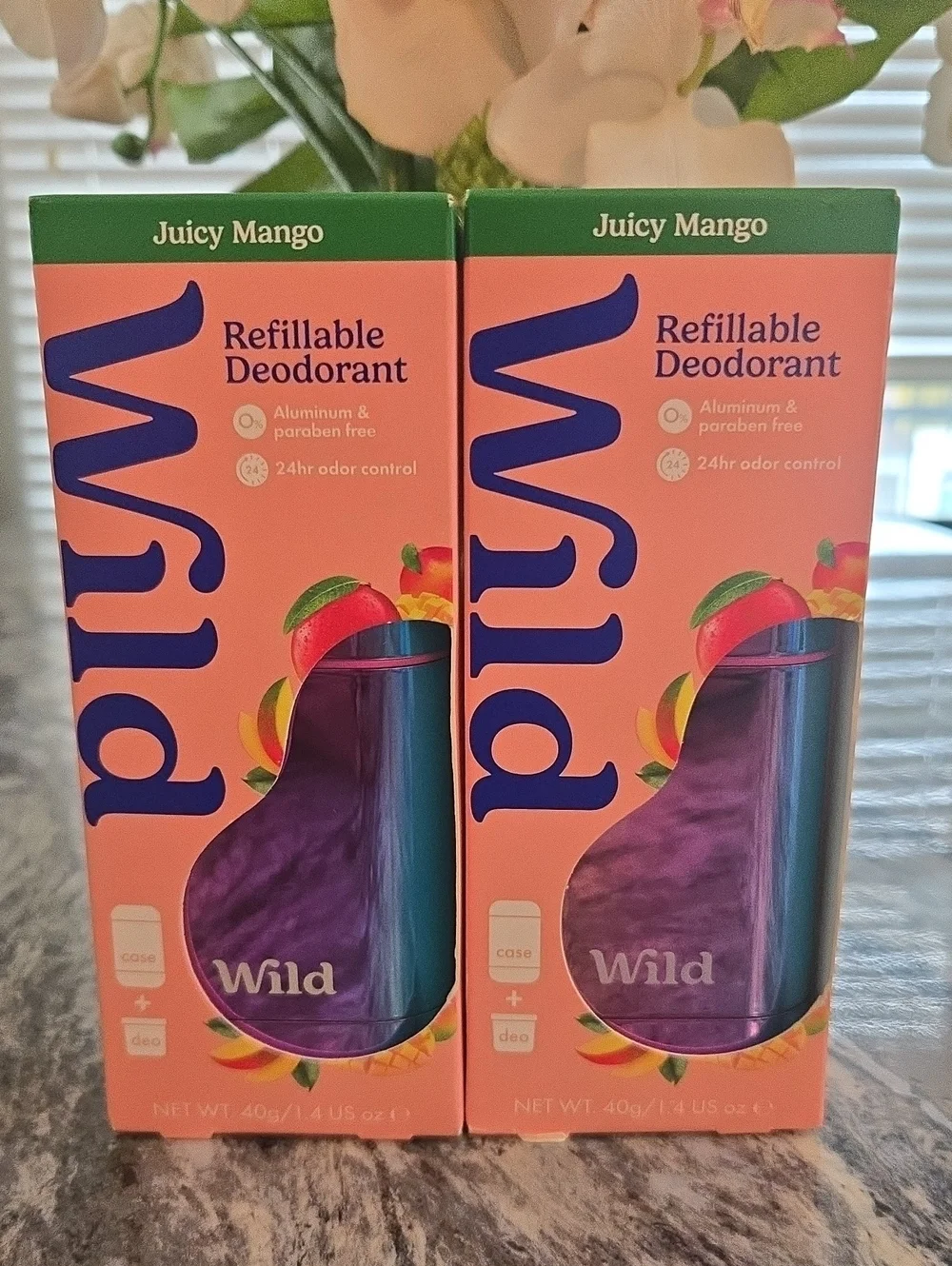 2× Wild Juicy Mango Refillable Deodorant - Purple Case (Set of 2)
